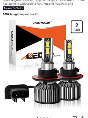 LED 9008/H13 White Car Headlight Bulbs - 2 Pack
